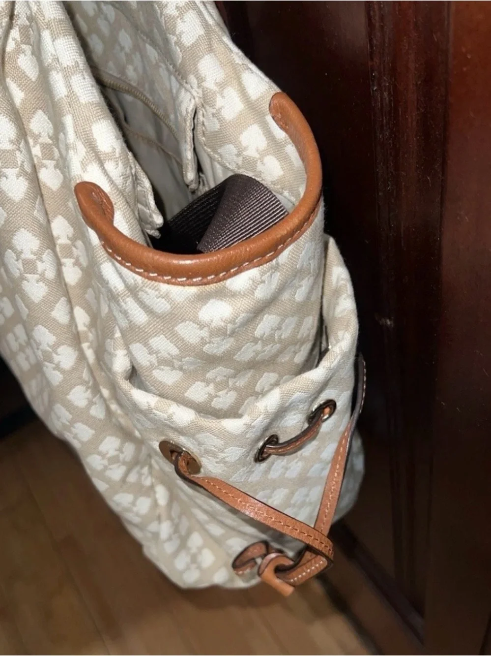 Kate Spade Beige Canvas with Pink and Orange Stripe,diaper bag